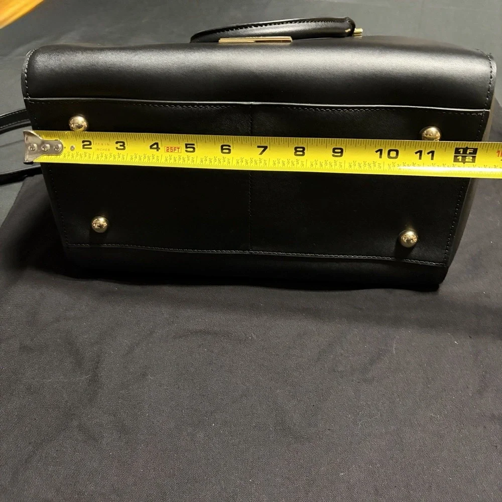 ZAC Zac Posen Eartha Black Leather Satchel Crossbody Bag Gold Dust Bag
